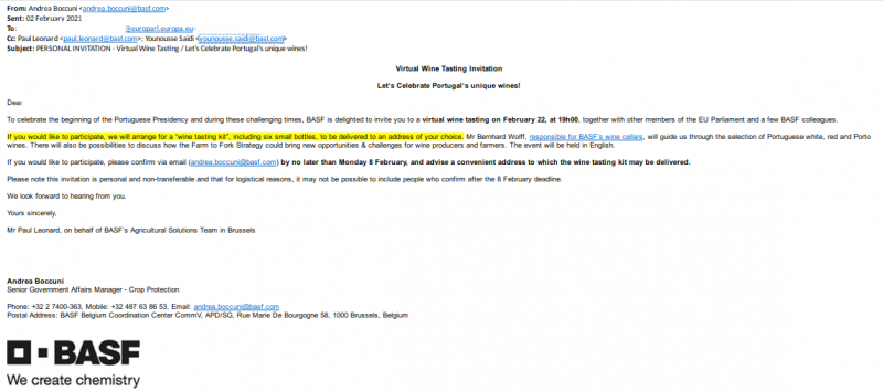 BASF invitation email