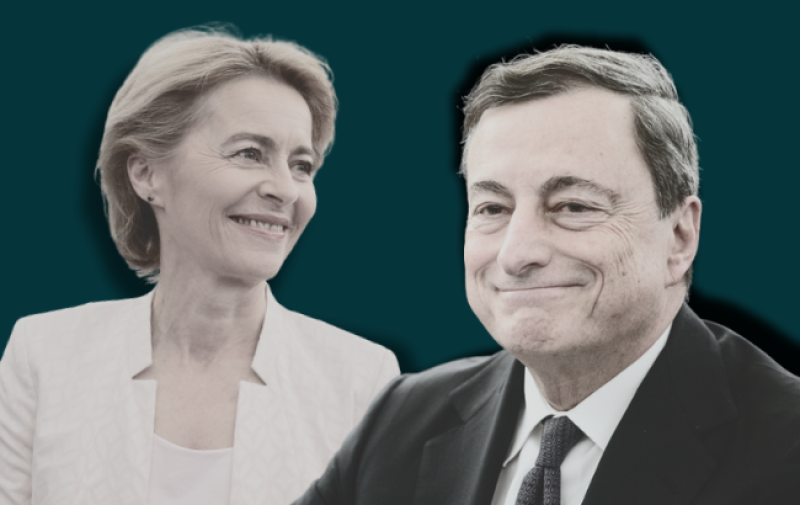 Ursula von der Leyen and Mario Draghi