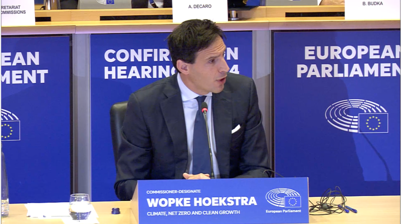 Hokestra at the Commissioner hearing in the European Parliament