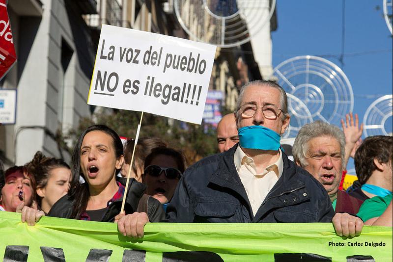 Demonstration against La Ley Mordaza in Spain, 2014. (Photo: Carlos Delgado)