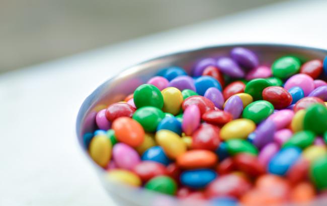 Bowl of colourful smarties
